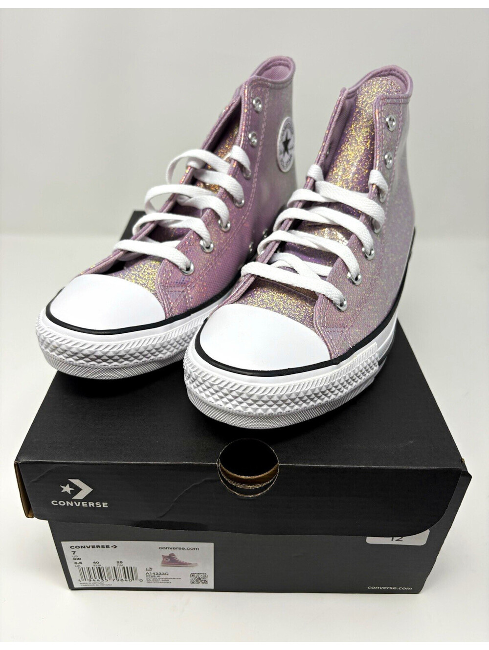 Converse Chuck Taylor All Star Kids High Top Purple Glitter Lace-Up A14333C